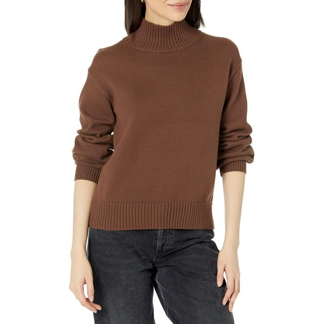 walmart Essentials Womens Plus Organic Cotton Funnel-Neck SweaterPlus Organic Cotton Funnel-Neck Sweater
