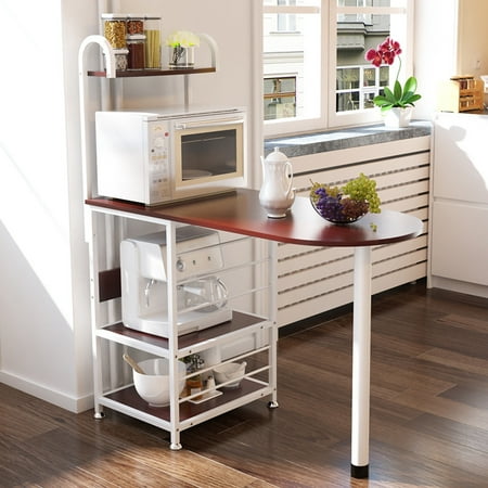 Kitchen Island Metal Dining Baker Cabinet Basket Storage Shelves Kitchen Island Metal Dining Baker Cabinet Basket Storage Shelves Organizer Walnut Wood
