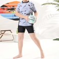 thumbnail image 2 of Boys Swimwear 2 Piece Set Shark Print Pattern Short Sleeved Shorts Set Grey -, 2 of 7