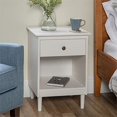 thumbnail image 2 of Traditional Wood 1 Drawer Nightstand Side Table Bedroom Storage Drawer and Shelf Bedside End Table, 18 Inch, White, 2 of 3