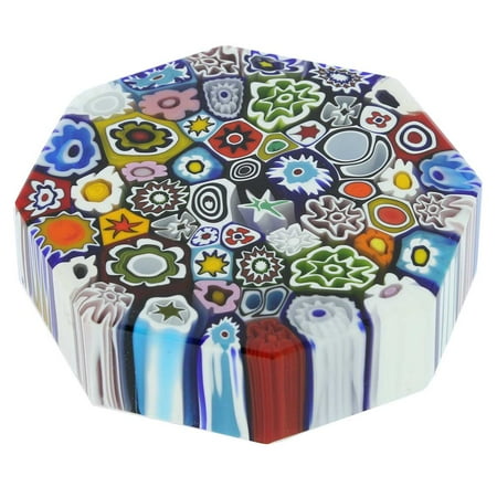 GlassOfVenice Murano Glass Millefiori Octagon Paperweight - Large