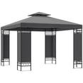thumbnail image 1 of Outsunny Pavillon à Auvent 10 x 10 Pi, Pavillon Extérieur à Double Toit, Gris Foncé, 1 of 10
