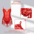 thumbnail image 5 of inlzdz Girls Sequin Latin Dance Dress Halter Jazz Rumba Belly Dance Costume Tassel Leotard Dancewear Red-A 8, 5 of 6