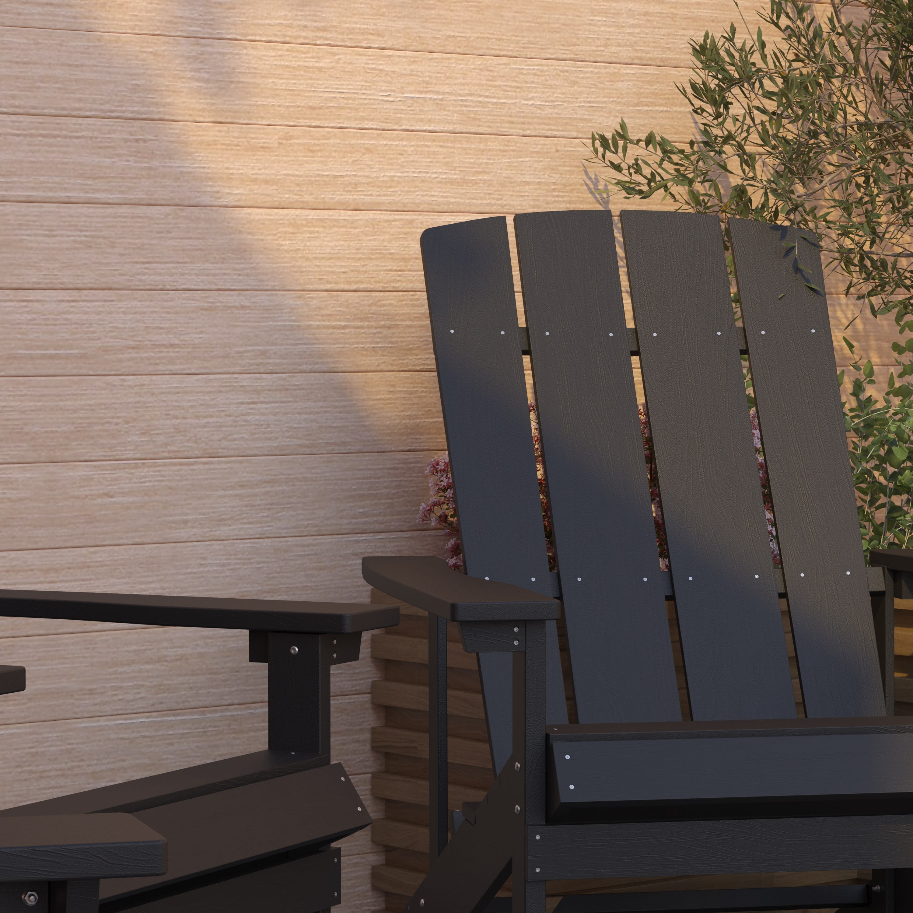 Merrick Lane Set of 4 All-Weather Poly Resin Wood Adirondack Chairs in Slate Gray