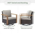 thumbnail image 4 of PARKWELL Classic Swivel Glider Chair Set of 2, Patio Cushioned Lounge Swivel Rocker Arm Chair for Balcony Yard,Brown Wicker and Gray Cushions, 4 of 9