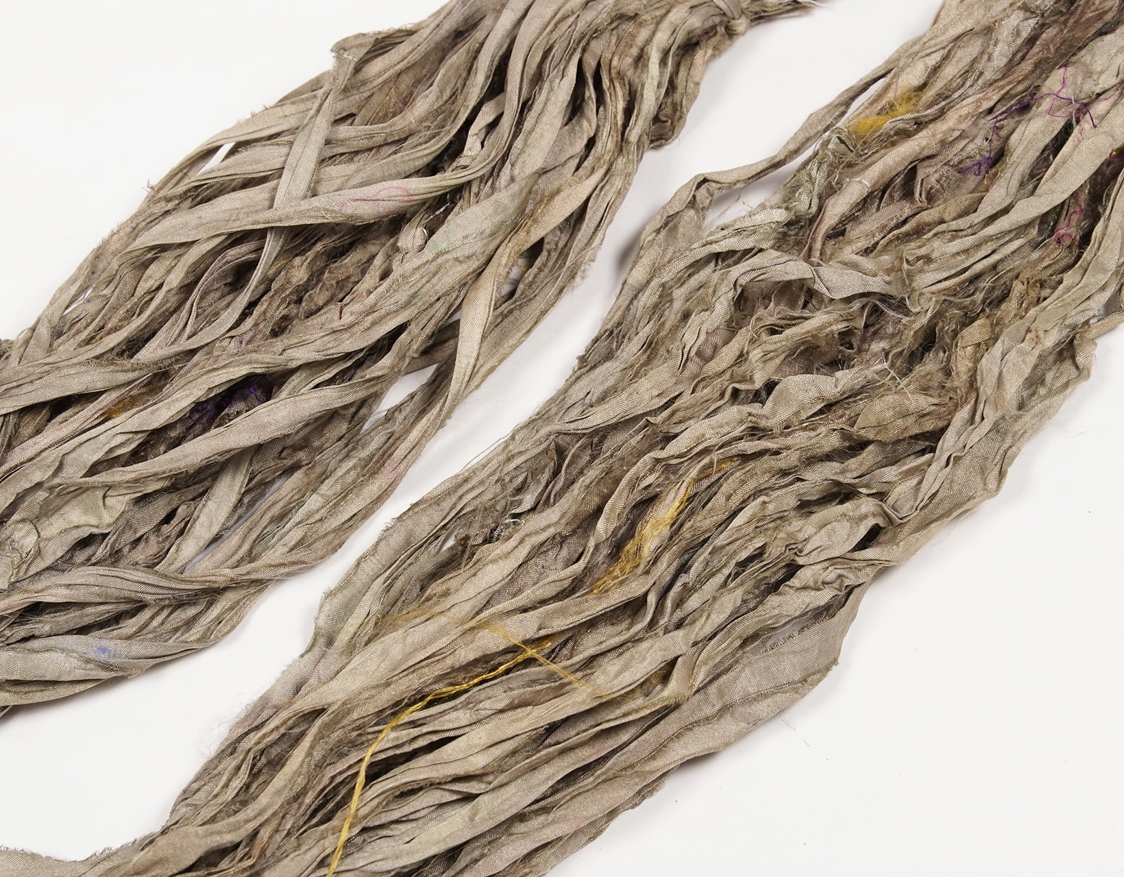 Vintageandyou Recycled Sari Silk Ribbon Yarn - 300g Pack of 3 | Handcut Upcycled Silk Strips for Crochet, Weaving, Macram, Knitting, Rug Making, Fiber Arts | Gray