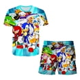 thumbnail image 3 of Nueva camiseta de dibujos animados japoneses de Sonic, camiseta para niños, camiseta y pantalones cortos, conjunto de dos piezas, camiseta linda de dibujos animados de verano para niños + pantalones d, 3 of 5