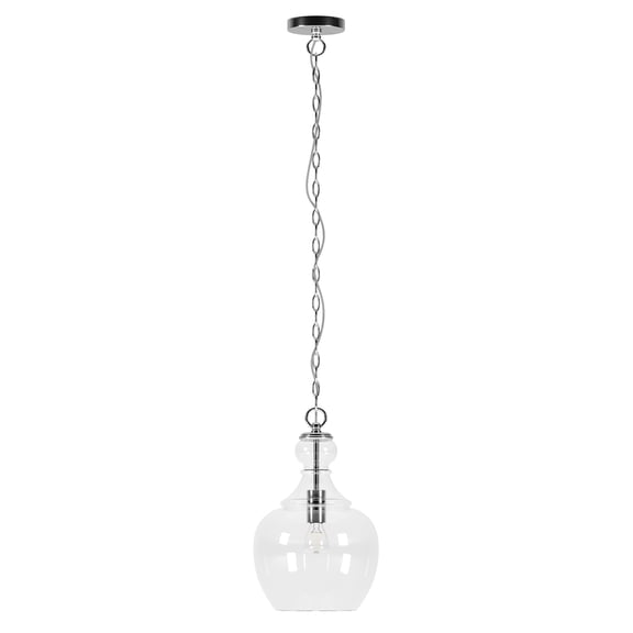 Evelyn&Zoe 11" Brushed Nickel Finish Metal/Glass Pendant