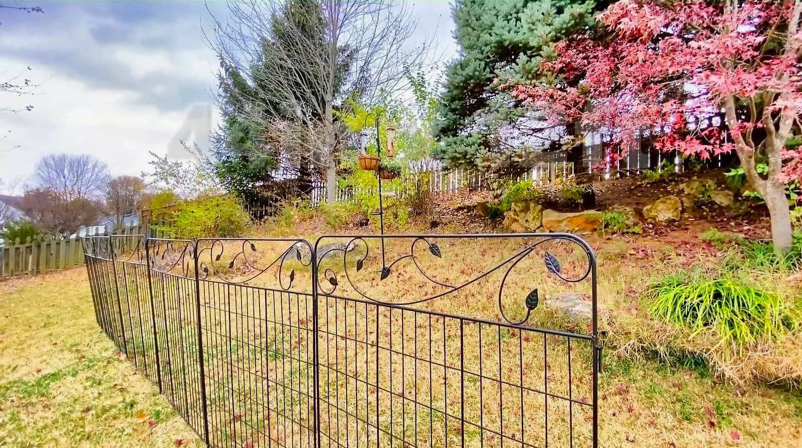 Ashman Online Garden Fence 44in x 3ft - Outdoor Rustproof Metal Landscape Fencing Wrought Iron Wire Gate Border Edge Folding, Black Color, (Set of 4)