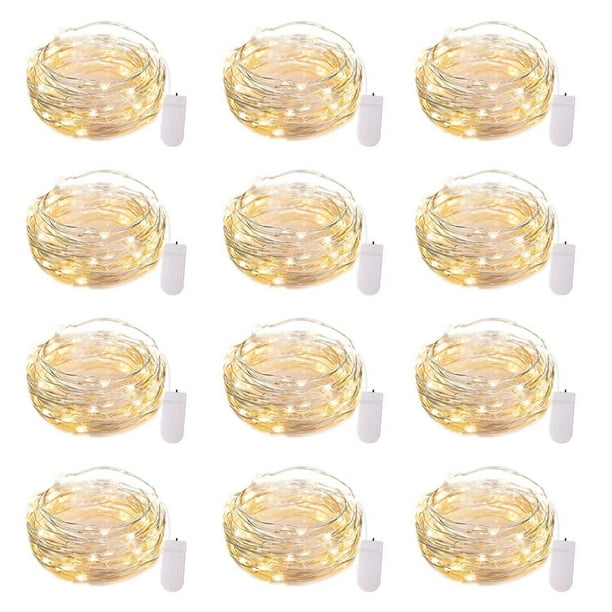 12 Pack Led Fairy Lights Battery Operated String Lights Waterproof Silver  Wire, 7Ft 20 LED Firefly Starry Moon Lights for DIY Wedding Party Bedroom  Patio Christmas (Warm White) Warm White - Walmart.com
