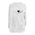 thumbnail image 4 of IROINNID Fall Shirts for Women Long Sleeve Tops Winter Warm Loose Fit Solid Plush Crewneck Long Pullover Thermal Fleece Tops with Pocket,White, 4 of 4