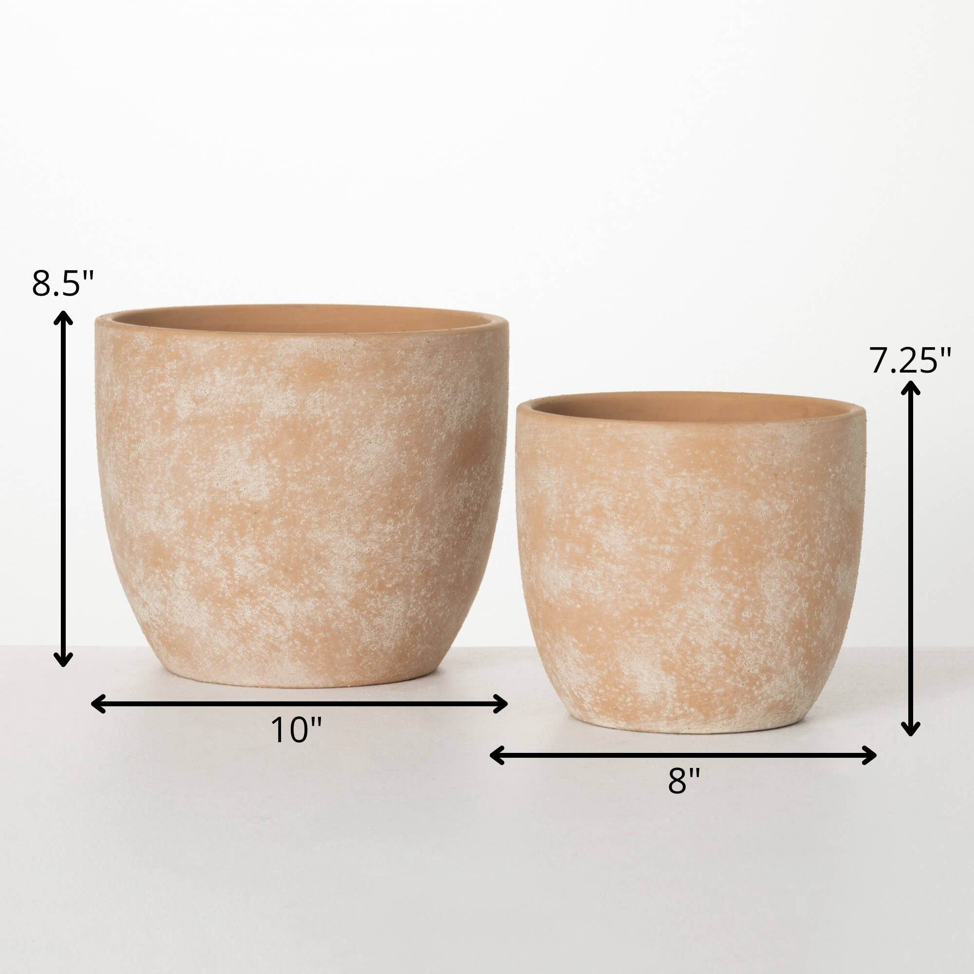 Sullivans 8.5" & 7.25" Small Rustic Pot Set of 2, Pottery