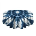 thumbnail image 5 of Blue Tie Dye Flower Mandala Pattern Round Tablecloth 60"x60",Wrinkle Wipeable Table Cloth for Kitchen Dining Room Picnic Patio Party, 5 of 6