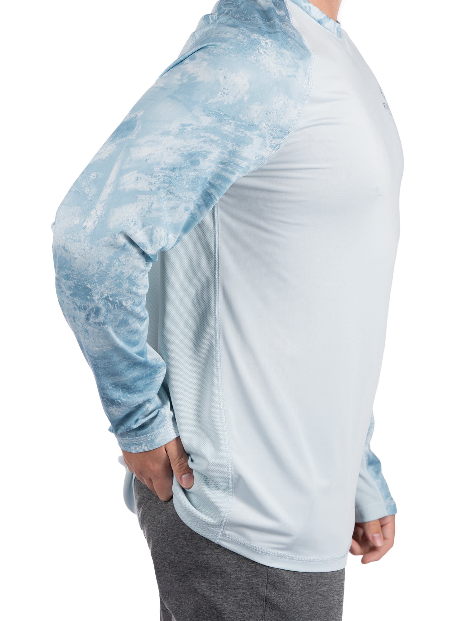 Realtree Men's Long Sleeve Fishing Tee, Athletic Performance Swim Shirt in Sea Fog, Sizes S-3XL
