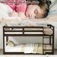thumbnail image 3 of Bunk Bed Twin Over Twin, Low Twin Size Floor Bunk Beds with Ladder, Solid Wood Junior Bunk Bed fors Teens, No Box Spring Needed-Espresso, 3 of 10