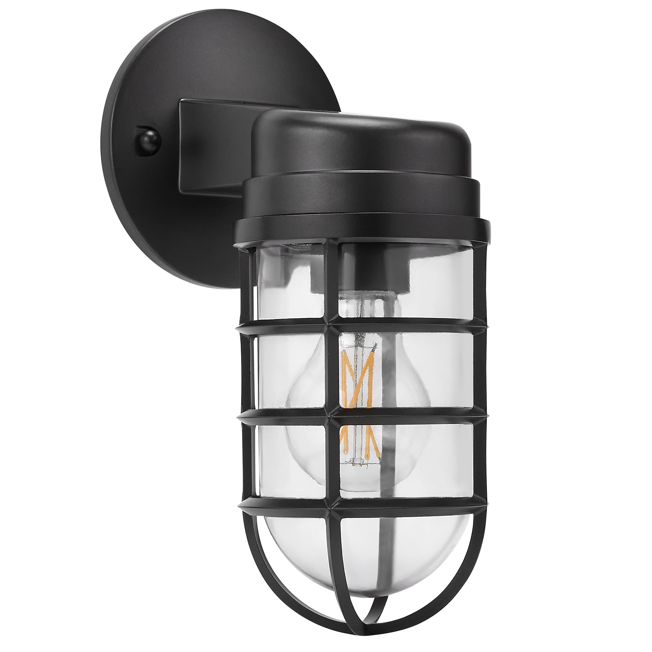 Maxxima LED Cage Light Wall Lantern - Outdoor Porch Light w/ A19 Edison Bulb, 800 Lumens, 2700K Soft White, Dimmable, Decorative Fixture with Modern Mount for Front Door, Garage, and Indoor Lighting