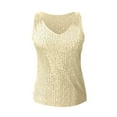 thumbnail image 5 of JGNGSHN Womens Sequin Tops Glitter SleevelessCasual Fashion V Neck Tank Top Sparkly Club Party Vest Yellow XXXL, 5 of 6