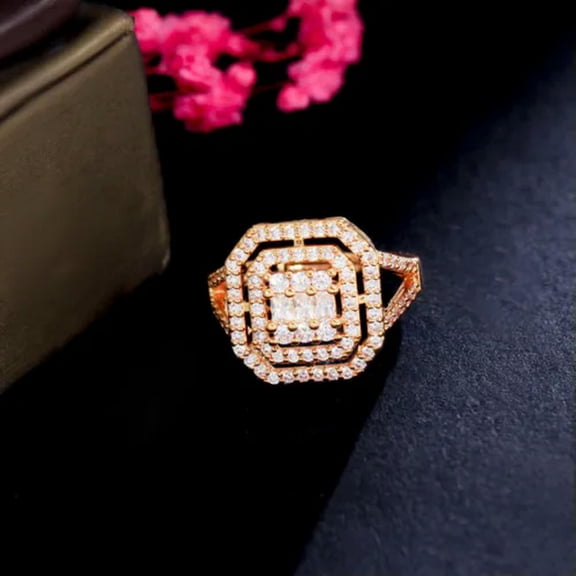 Cubic Zirconia Silver Plated Brides Big Baguette Square Engagement Finger Ring