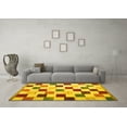 thumbnail image 3 of Ahgly Company Machine Washable Indoor Rectangle Checkered Yellow Modern Area Rugs, 8' x 10', 3 of 4