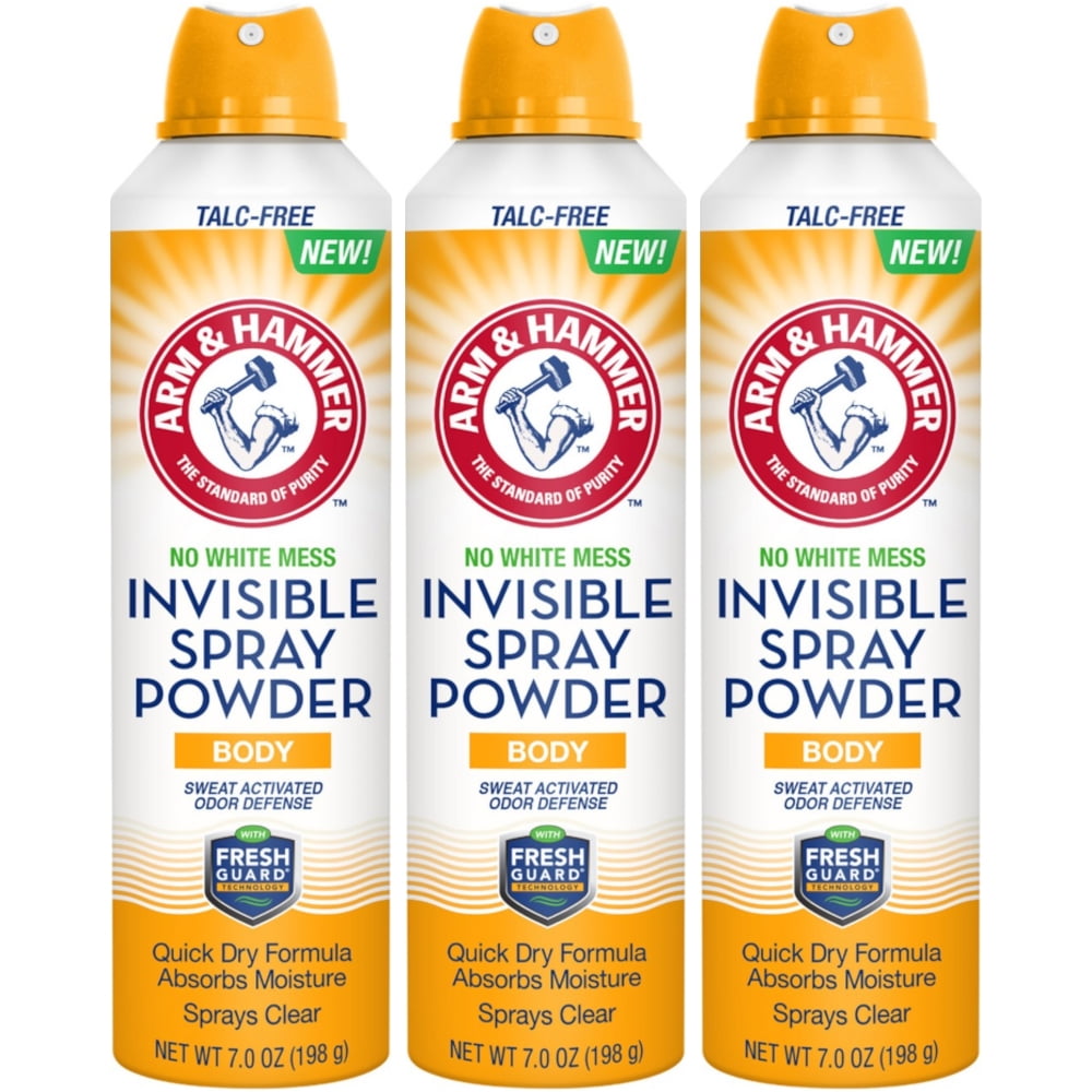 3 Pack Arm & Hammer Unisex No White Mess Invisible Spray Powder Deodorant, 7 Ounces