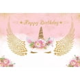 thumbnail image 1 of Fondo de fotografía de unicornio para niña, decoración de fiesta de cumpleaños, arcoíris, Floral, Princesa, foto de fondo, pancarta de cumpleaños para Baby Shower, 1 of 4