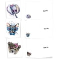 thumbnail image 3 of Assorted Boxed of 10 'Funky Colorful Creatures' Thank You Notecards w/Envelopes - Featuring Beautiful Painted Animals Wearing Glasses and Crowns - Cute All-Occasion Cards for Kids AM6749TYG-B1x10, 3 of 7