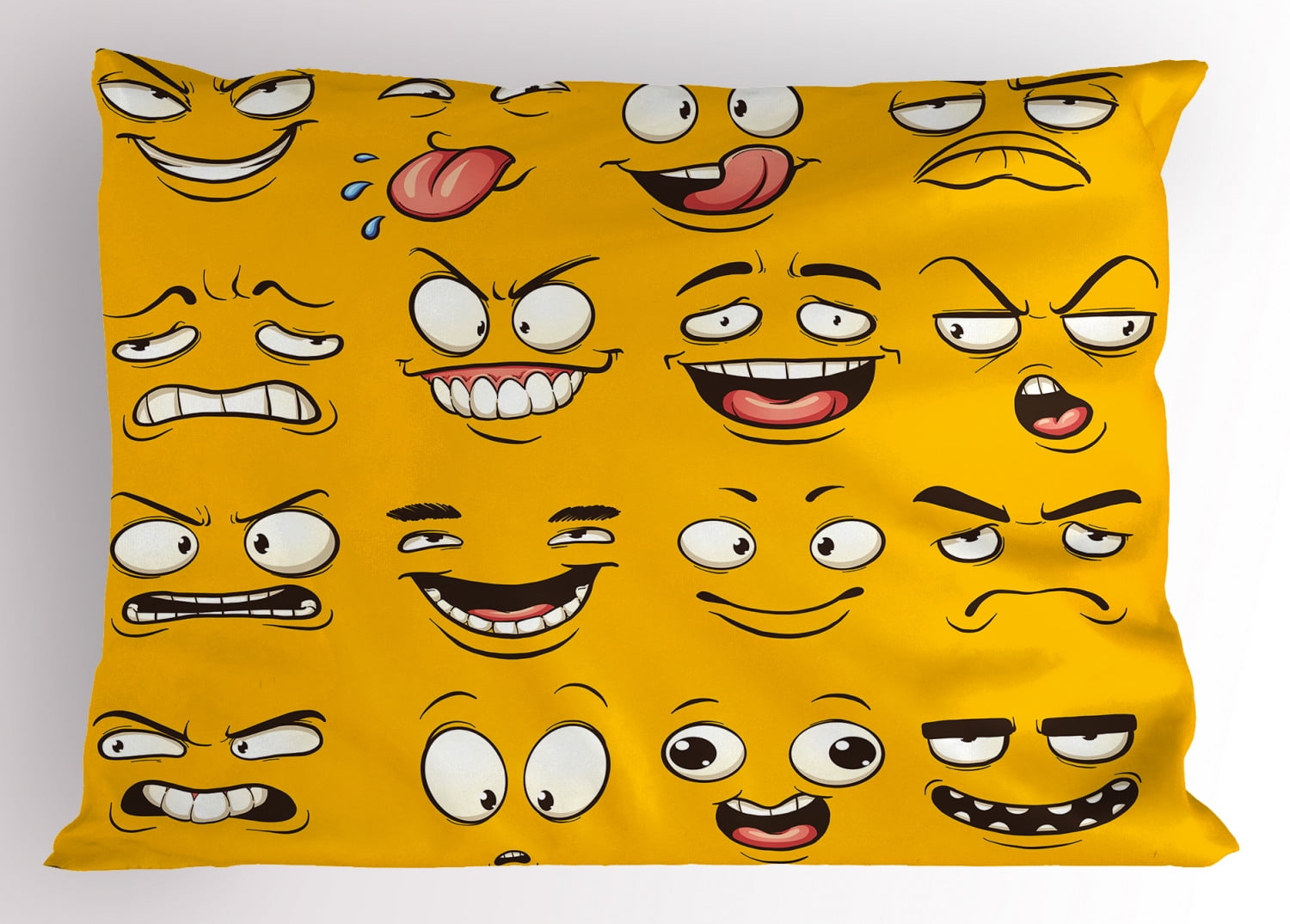 Emoji Pillow Sham Smiley Surprised Sad Hot Happy Sarcastic Angry Mood