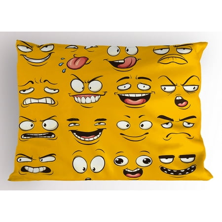 Emoji Pillow Sham Smiley Surprised Sad Hot Happy Sarcastic Angry