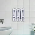 thumbnail image 5 of 3-Chamber Wall Mounted Soap Dispenser for Shampoo, Conditioner & Body Wash - No Drill Installation, White Plastic, 21.5x21x7cm, 5 of 7