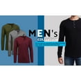 thumbnail image 4 of 5-Pack Men's Thermal Shirts - Waffle Knit Henley & Crew Neck Styles, Long Sleeve, Soft & Warm Layers for Winter, 4 of 5