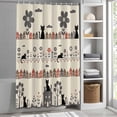 thumbnail image 6 of Japanese Style Small Stall Shower Curtain, Waterproof Shower Curtains for Bathroom, Vintage Cartoon Cat House Trees Flowers Washable Fabric Bath Curtain for Bathtub Decoration with Hooks 36x72 Inches, 6 of 9