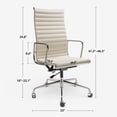 thumbnail image 6 of Cottinch Ribbed Office Chair High Back Genuine Leather Ergonomic Desk Chair with Arms, Adjustable Height Executive Conference Task Chair Swivel Chair for Home Office, White, 6 of 8