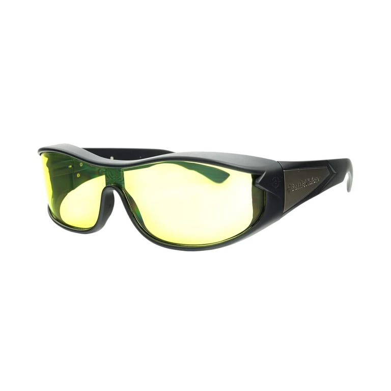 BattleVision Wrap Around Sunglasses:SUNGLASSES FOR PRESCRIPTION GLASSES Unisex BattleVision Wrap Arounds Unisex Sunglasses - Black/Orange  main image 3