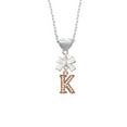 thumbnail image 2 of Delight Jewelry Rose Goldtone Crystal Initial - K - White Bow Heart Necklace, 2 of 4
