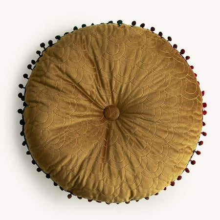 

Velvet Round Chair Cushion (Yellow 16 In)