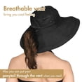 thumbnail image 3 of Sombreros de sol para mujer, gorro de jardinería, ala ancha, cola de caballo, playa, protección solar, algodón transpirable, verano, con ala plegable, negro, 3 of 7
