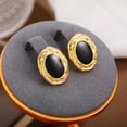 thumbnail image 3 of Soleilie Big Chunky Gold Earrings for Women Vintage Black Oval Earring Onyx Statement Earrings Trendy Jewelry, 3 of 6