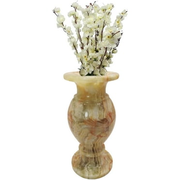 India Meets India Flower Vase with Onyx Marble Decorative Home Offices Handicraft by Awarded Indian Artisan (Design 2, 5.5 x 3 Inch)