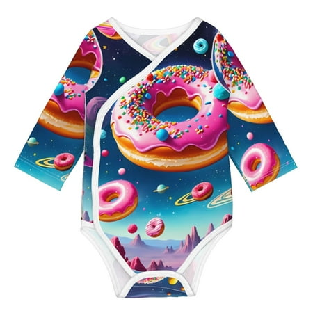 

Gaeub Starry Sky Colorful Donut Unisex Babies Long-Sleeve Bodysuit 100% Organic Cotton-6 Months
