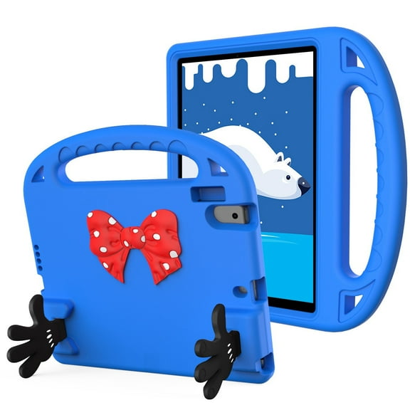 Case For Apple New iPad 9.7 inch Hybrid Shockproof Bow Hands Kickstand Antislip Rubber TPU Kid-Friendly Bumper Tablet Tablet Cover [ Blue ]