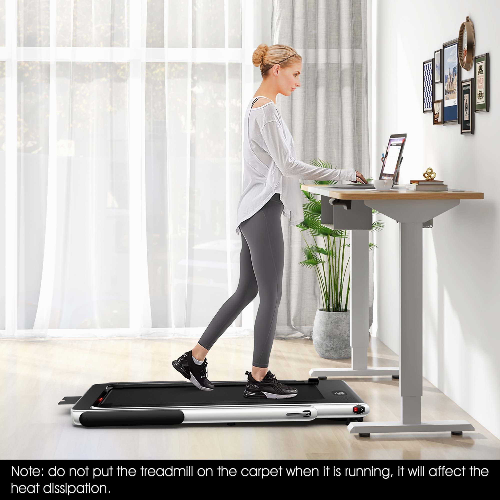 SuperFit Up To 7.5MPH 2.25HP 2 in 1 Dual Display Screen Folding Treadmill Jogging Machine W/APP Control Silver - image 3 of 10