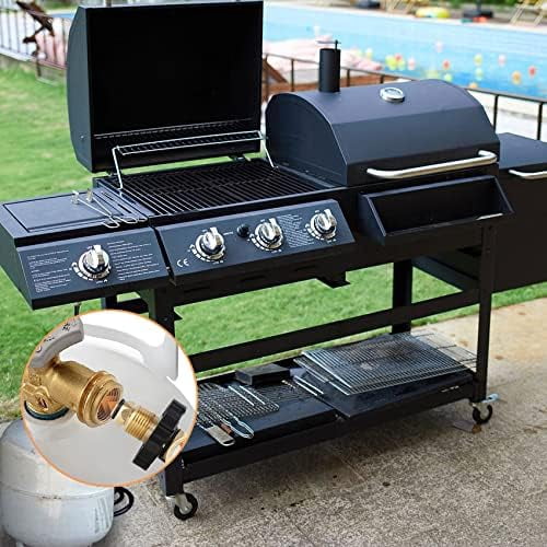 Propane Tank Adapter with Gauge Converts POL LP Tank Service Valve to QCC1 / Type 1,Old to New Connection Type,5-100 lb Propane Tank Gauge for RV Camper, BBQ Gas Grill, Heater（2 Pack）$$Garden & Patio