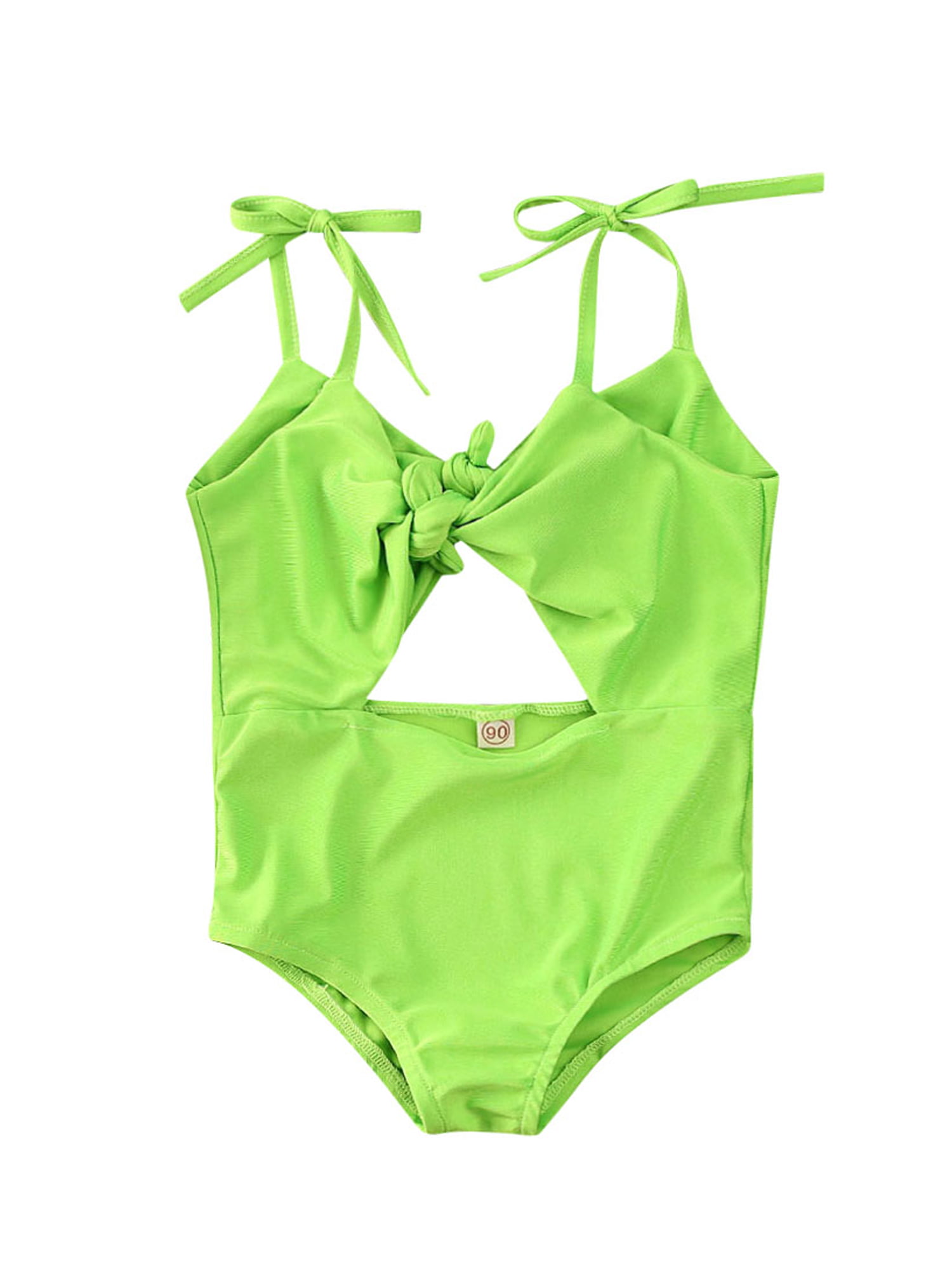 3Pcs/Set Kids Toddler Baby Girl Gold Bowknot Striped Swimsuits Halter Swimwear Bikini Set with Headband