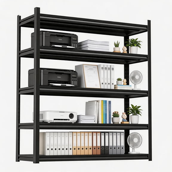 5 Tier Metal Bookshelf, 2 in 1 Adjustable Tall Bookcase, 1500LBS Heavy Duty Deep Book Shelf, Industrial Black Wide Bookshelf, Modern Bolt-Free Book Shelves for Bedroom, Living Room, 40"W x16"D x 63"H
