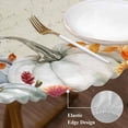 thumbnail image 3 of Fall Orange Blue Round Tablecloth, Fitted Table Cover with Elastic for 45"-54" Round Tables, Autumn Thanksgiving Floral Botanical Table Cloth Outdoor Indoor Dinning Party Waterproof Tablecloths, 3 of 7