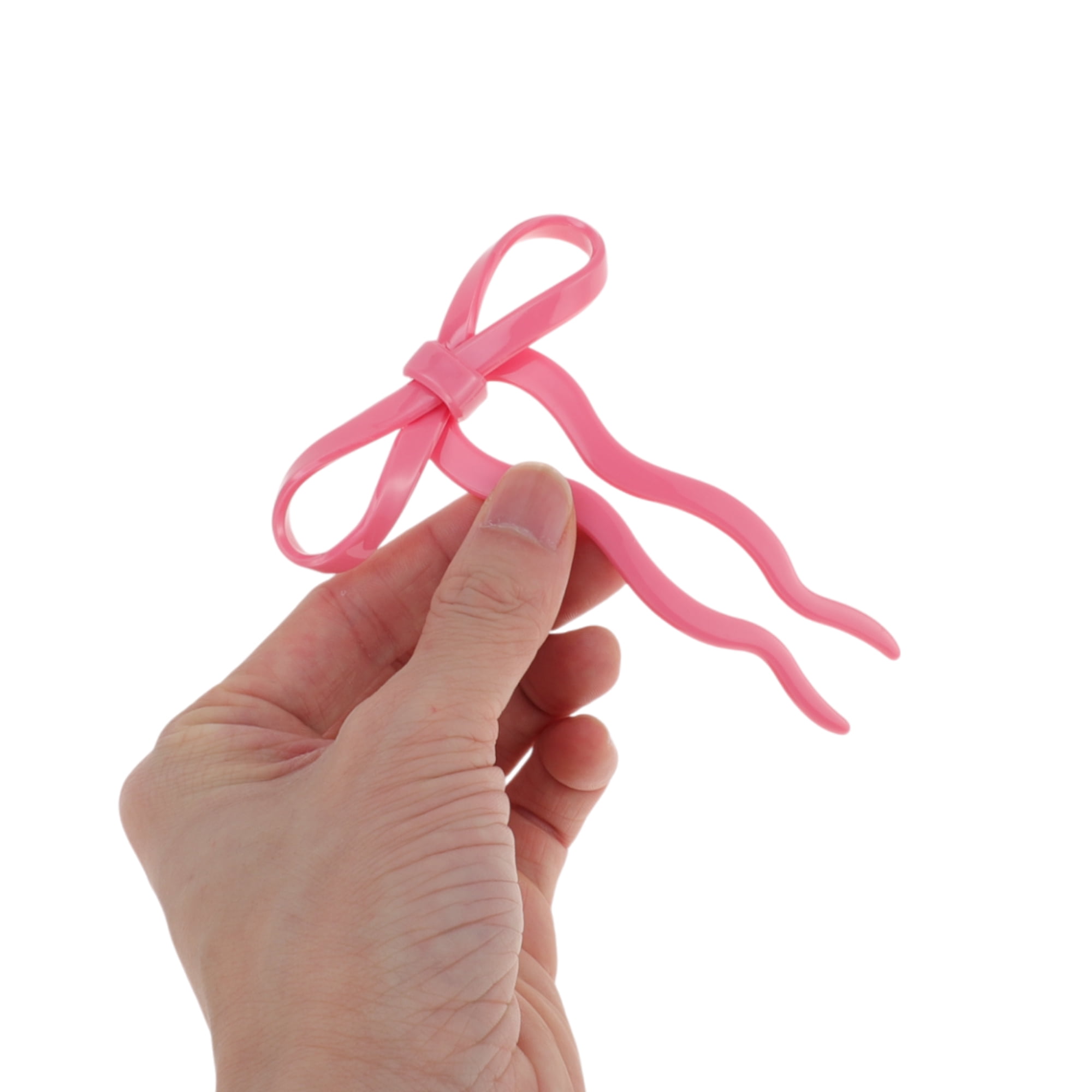 Unique Bargains Bow Wave Chignon Pin for Women 1 Pc Pink