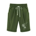 thumbnail image 4 of FAVIPT Bermuda Shorts for Women Knee Length Cotton Linen Casual Shorts Dandelion Print Drawstring High Waisted Shorts Jogger Athletic Shorts Army Green,XXL, 4 of 6