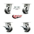 thumbnail image 2 of 4 Inch Kingpinless V Groove Semi Steel Wheel Caster Set 2 Swivel Locks 2 Brakes, 2 of 2