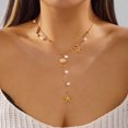 thumbnail image 3 of NICKSUN Boho Beach Vacation Lariat Y-Necklace, Vintage Gold Layered Long Pendant Necklaces with Starfish, Seashell, Faux Pearl & Marine Charms, Elegant All-Match Coastal Drop Statement Jewelry, 3 of 4