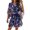 Black, variant on Women's Ruffled Printed Surplice Mini Dress with Half Sleeves Tie Front Flowy Hem 100% Polyester Fabric Casual